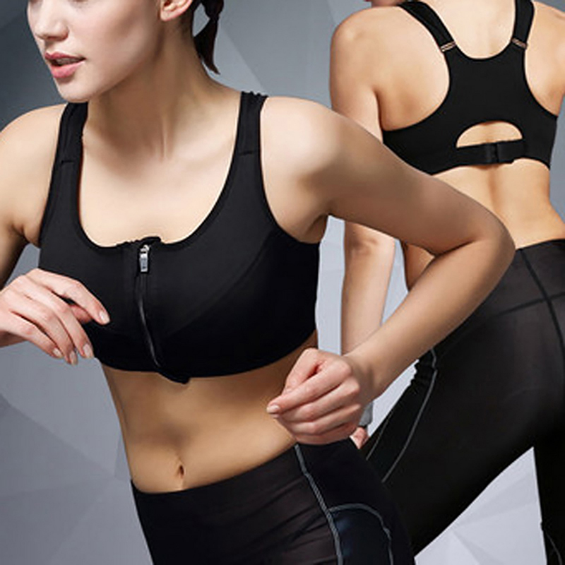 2022 Sports Bra Hot Women Gym Fitness Zipper High Impact Vest Active Wear Underwear Push Up Running Yoga Bra Sport Crop Tops · v3